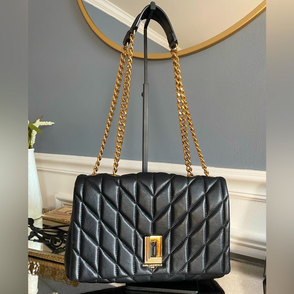 Karl Lagerfeld Medium Lafayette Lamb Leather
Shoulder Bag